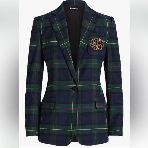 Lauren Ralph Lauren Tartan Blazer in Green and Navy
